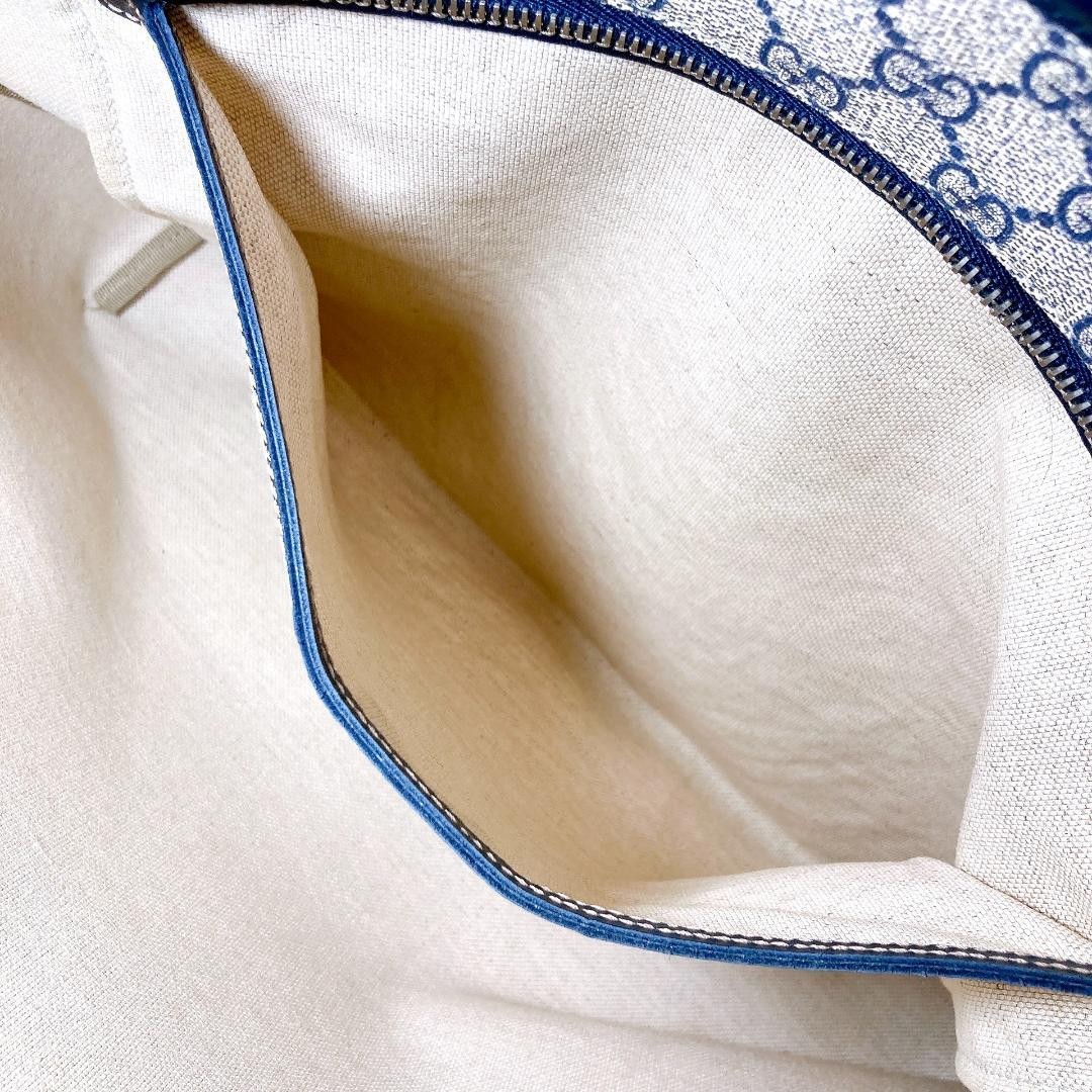 GUCCI GG Tote Hand Bag Ziplock Leather PVC Beige Black Silver Hardware Japan thumbnail 16