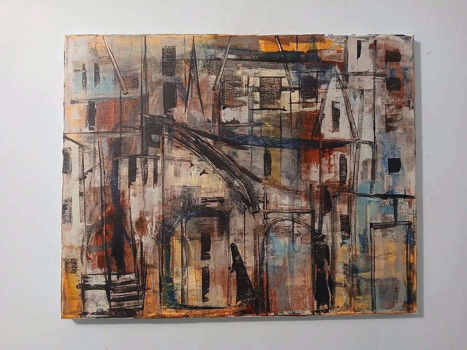 original acrylic abstract painting on canvas signed - Image 3 of 4