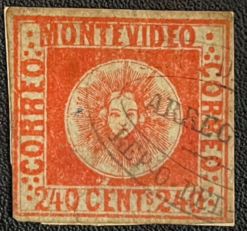 Uruguay Montevideo Sun 240 Classic Imperf Stamp Used Unverified Backed