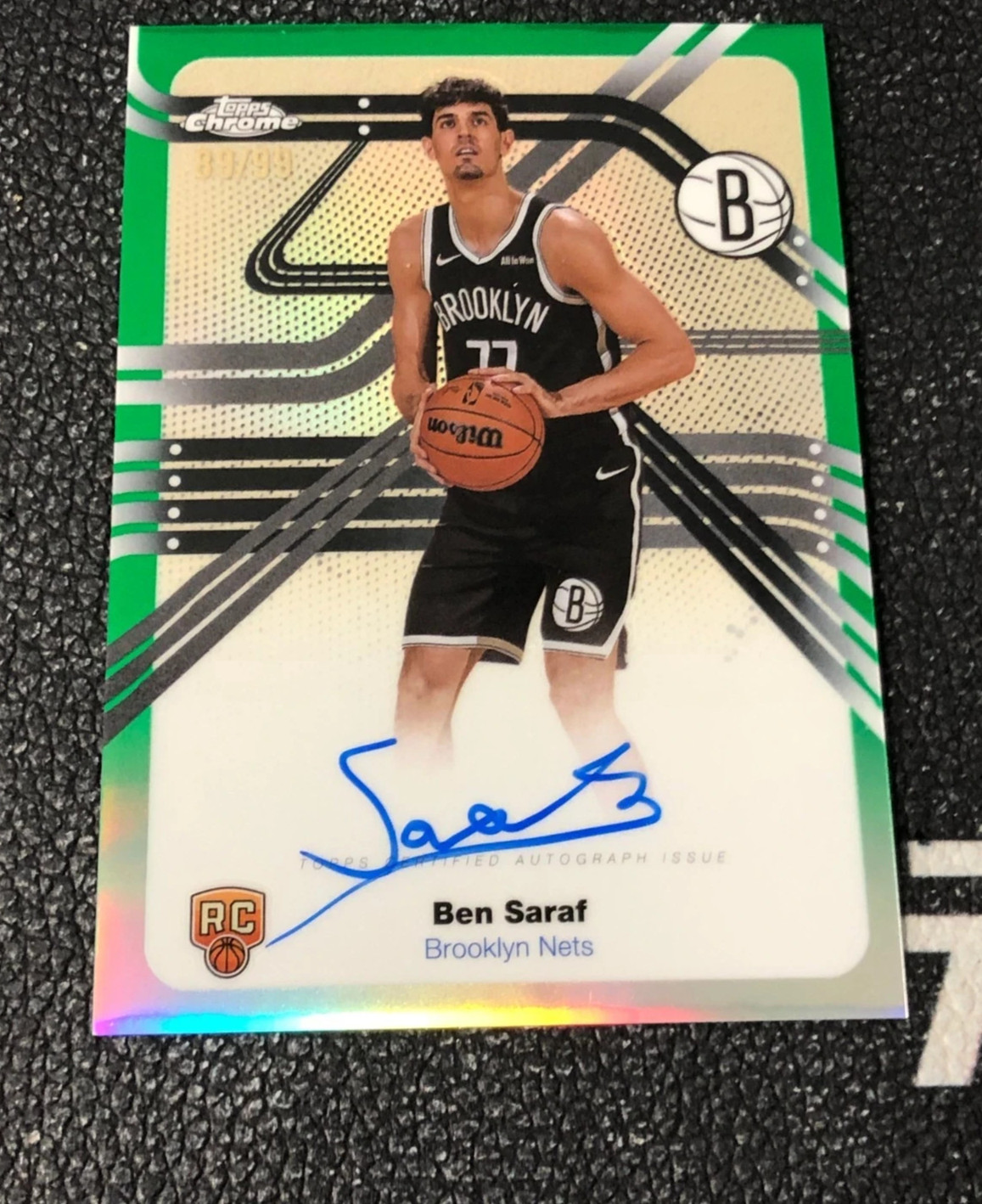 2025-26 Topps Chrome Next Stop Ben Saraf Auto RC Rookie Green Refractor 55/99
