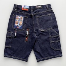 Vintage 90  s FUBU Dark Wash Denim Jean Shorts Size 38 DEADSTOCK