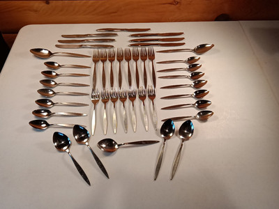 Vtg Oneida Oneidacraft Deluxe Stainless Wintersong Flatware Serving Set 43 Piece