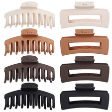 8 Pcs Large Hair Claw Clips 4.1" Non-slip Big 8 Count Pack of 1 , Khaki