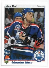 CRAIG MUNI Autographed Signed 1990-91 Upper Deck Hockey card #21 Edmonton Oilers