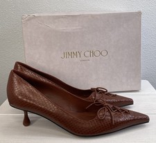 Jimmy Choo Scarlett 50 Pumps Women's Size US8 EU38 Cognac Elaphe Print Corset