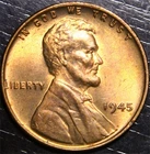 1945 Lincoln Wheat Penny AU 1c US Coin Philadelphia Mint