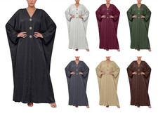 Women’s Boho Boutiques Abaya Modest Dress Kaftan Style Decorative Gold Buttons