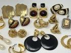 Vintage Bold Estate Costume Earrings Lot (13) 90's Gold Tone Joan Rivers Trifari