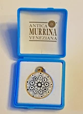Antica Murrina Veneziana Handcrafted Black/Gray/White Glass Pendant