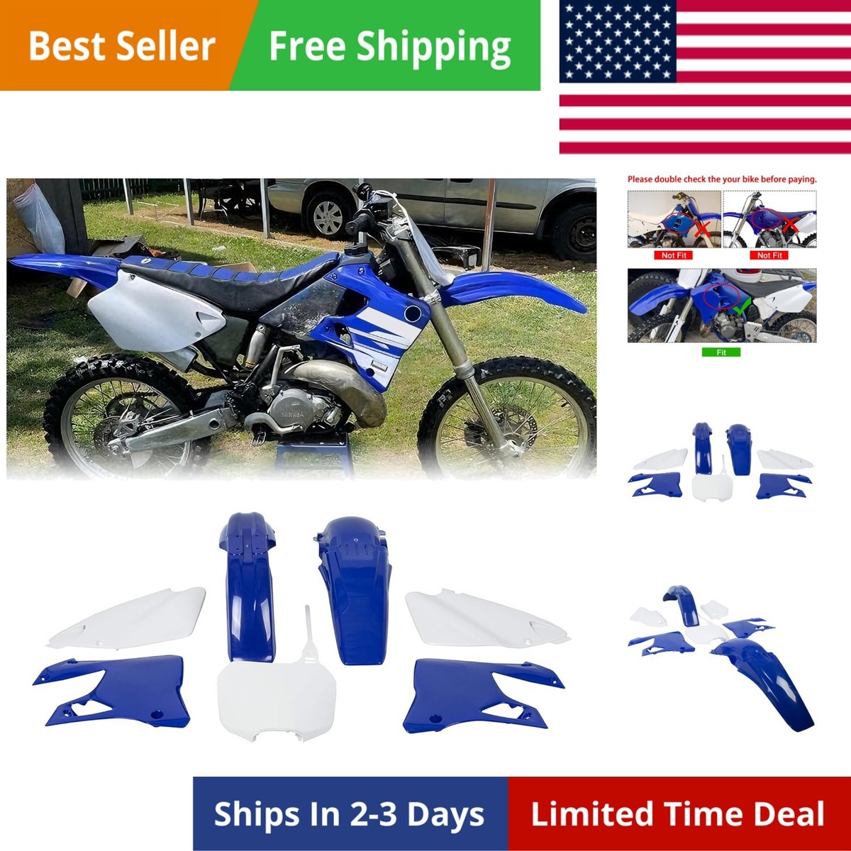 Replica Restyle Plastic kit Compatible with 1996-2001 Yamaha YZ125