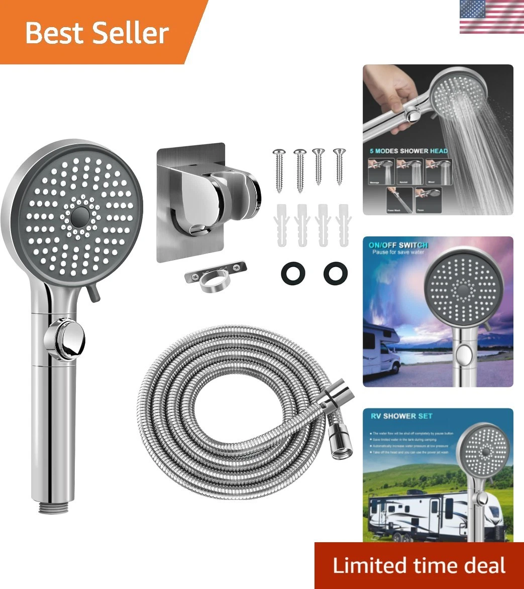RV Shower Head with Hose, High Pressure 5 Mode Shower head Replacement, Showe...
