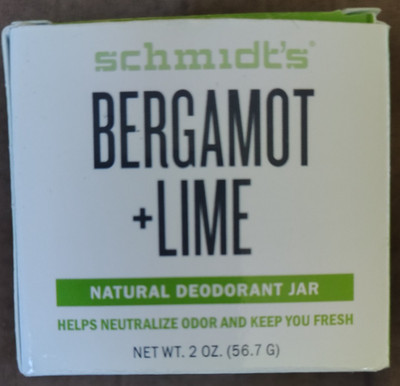 Schmidt's Natural Deodorant - Bergamot and Lime, 2 ounces. Jar for Women and Men
