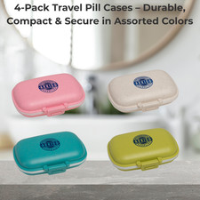 4-Pack Travel Pill Case Organizer BPAFree LeakProof Hard Case with Locking Latch