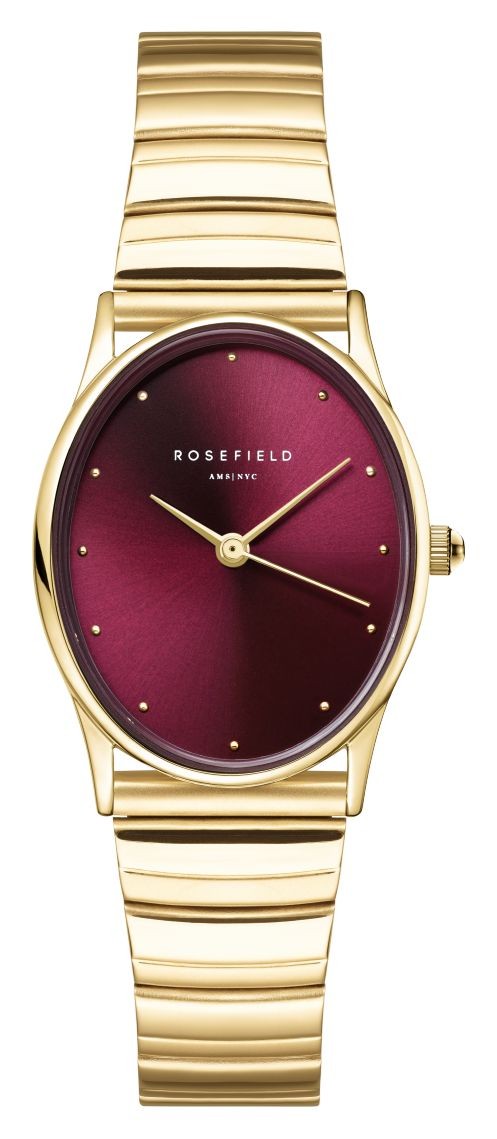Rosefield Oval (24mm) Burgundy Sunray Dial / Gold-Plated Stainless OVGSG-OV15