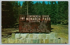 Monarch Pass Continental Divide Colorado U.S. Hwy 50 Postcard