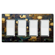 Metal Light Switch Outlet Cover Wall Plate Elegant Yellow Lotus Flowers FWR330
