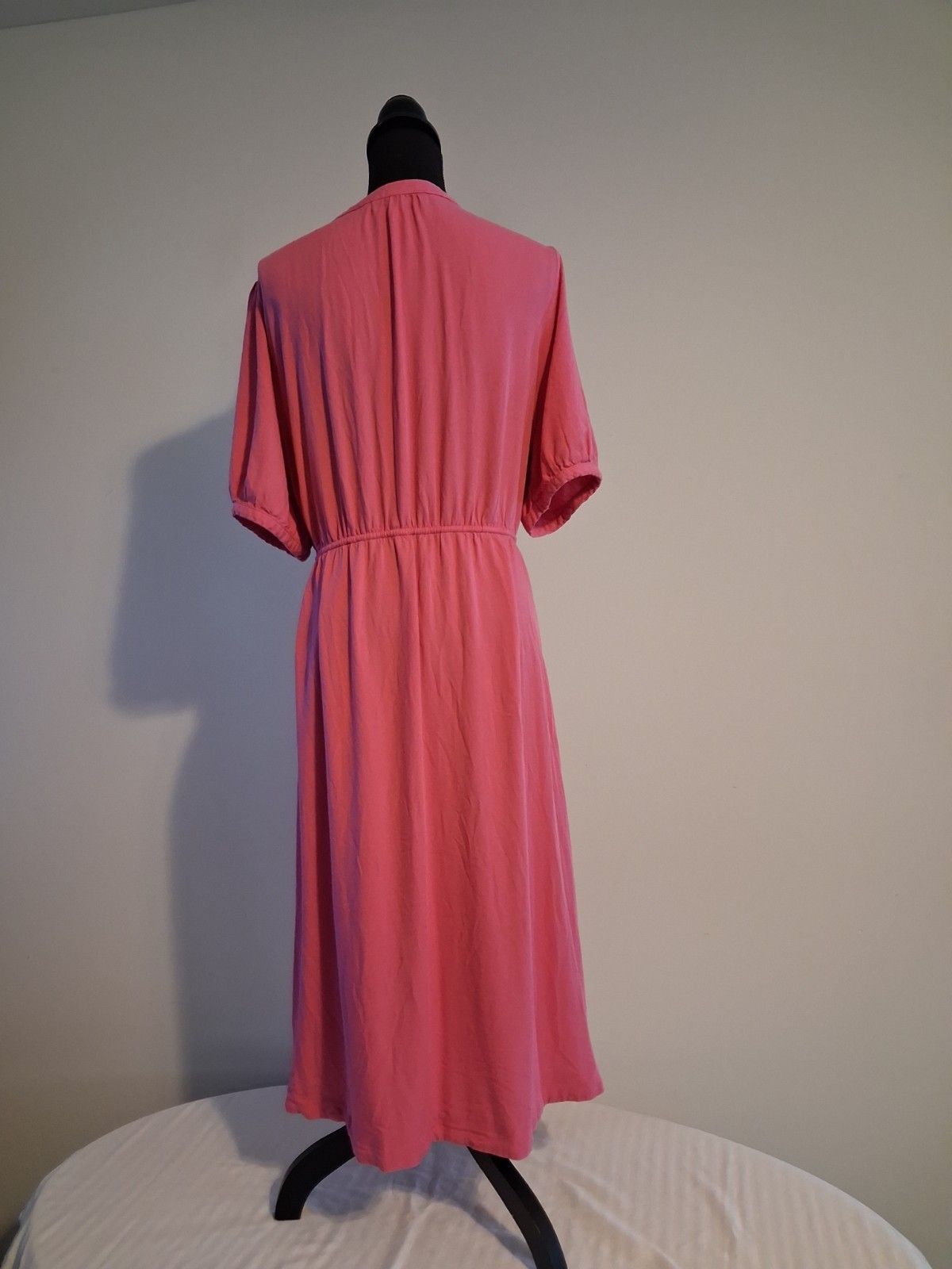 Amazon Essentials Pink Button Front Midi Dress Si… - image 2