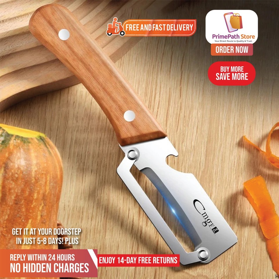 1 Pc Stainless Steel Peeler with Wooden Handle – Fruit & Vegetable Slicer