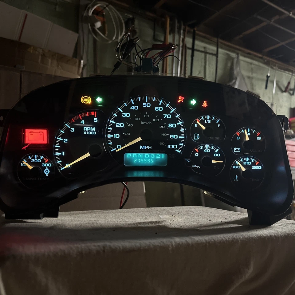 2001-02 Sierra Silverado 2500HD Duramax velocímetro diesel cluster testado 280K - Imagem 3 de 4