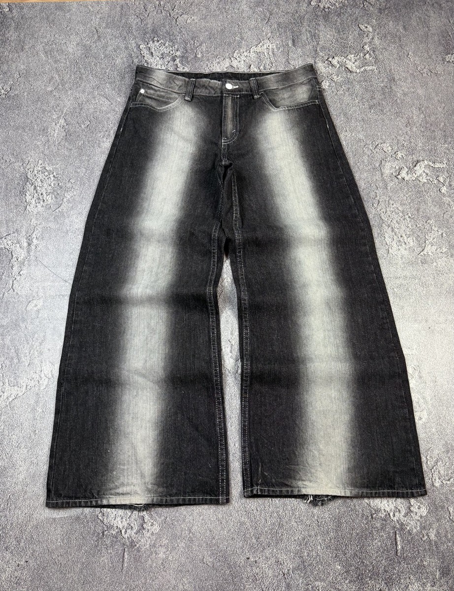 00’s Y2K damege fade denim grunge M Y2K Cheap Monday Ultra Wide Leg Baggy Faded Jeans Size 32x32 | eBay