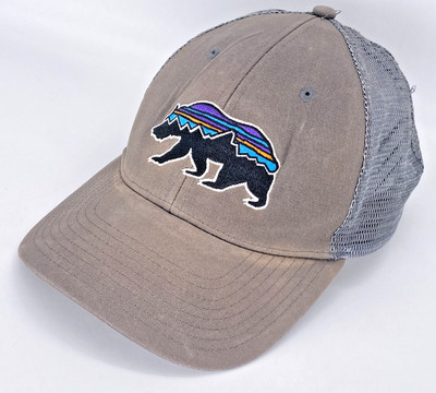 Patagonia Hat Fitz Roy Bear Distressed Trucker Gray Snapback Adjustable Mesh Cap
