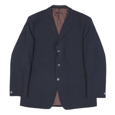 Herren Marineblaue Klassische Jacke M Polyester-Mix Uni Knopfverschluss