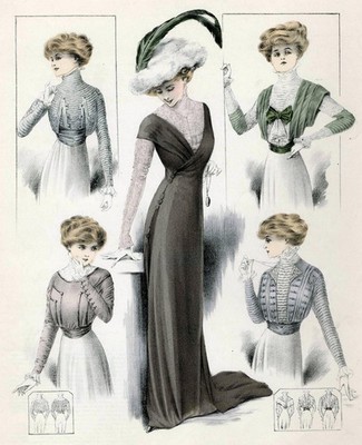 Edwardian Fashion 1908 Vintage Gown Illustration Photo Reprint Wall Art