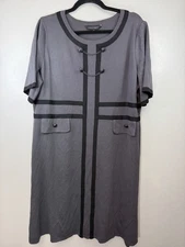 Ming Wang Grey Black Block W/button Accents Size XL