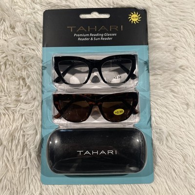 Tahari Premium Reading Glasses Reader & Sun Reader +2.50 New with case
