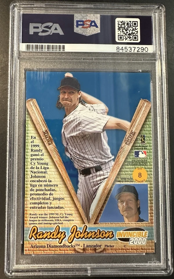 Randy Johnson Autographed 2000 Pacific Invincible /299 PSA 9 Auto Grade - Image 2 of 2