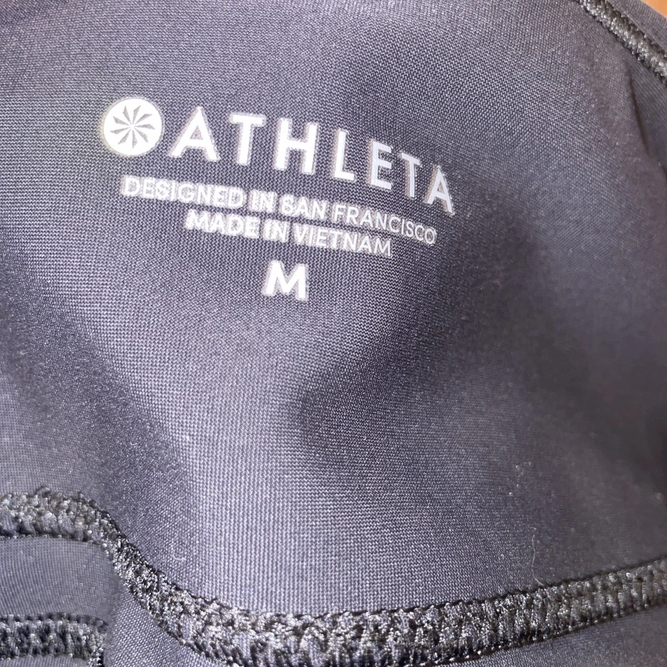 Athleta Stellar Leggings Cremallera Bolsillo Elevado Ajustado Pantalones Talla Mediana Negro Azul Foto 4 de 4