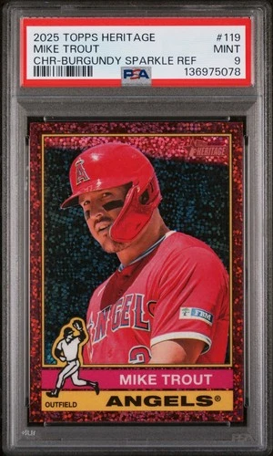 2025 Topps Heritage - Mike Trout #119 Chrome Burgundy Sparkle Refractor