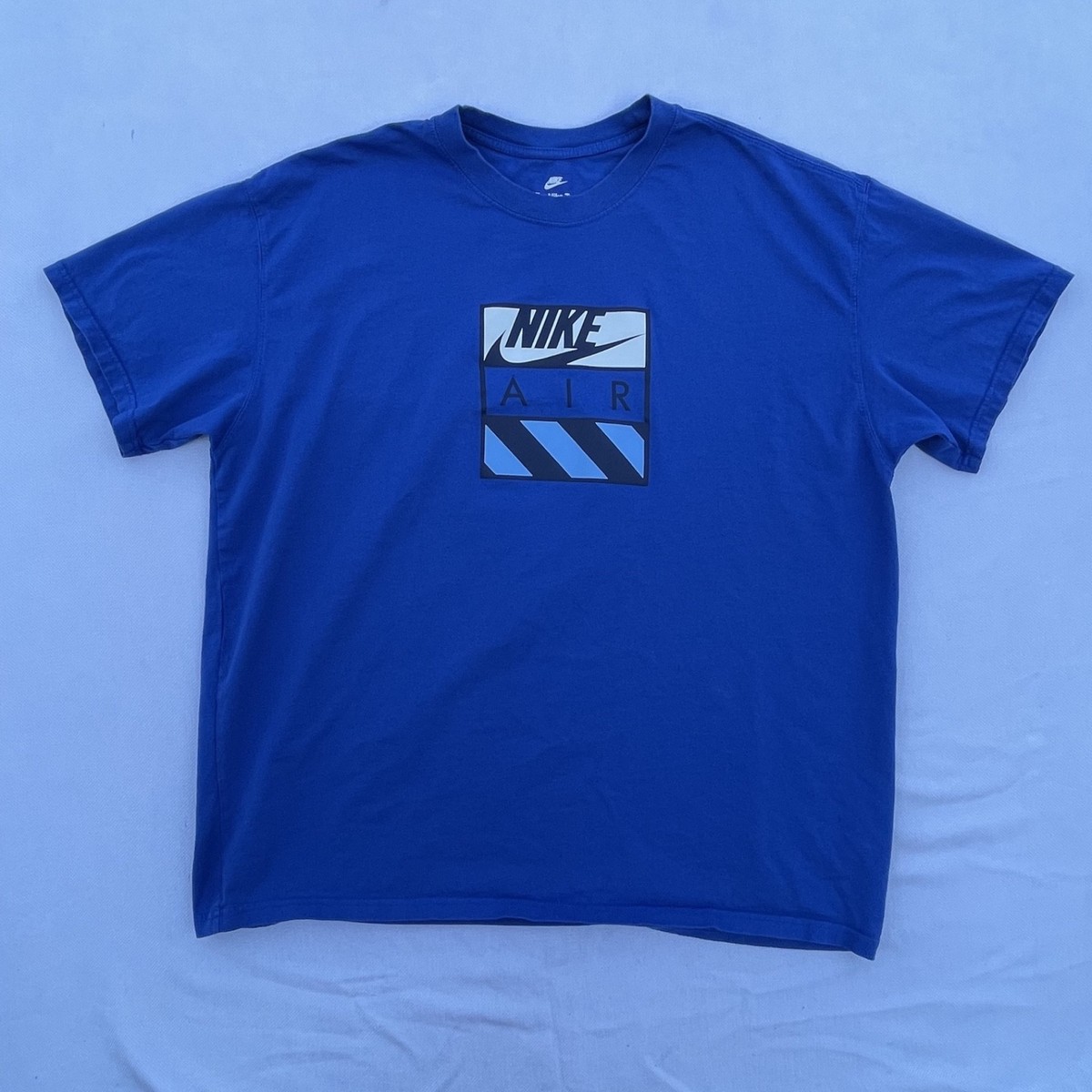Nike Air Retro Box Logo Swoosh Sports Graphic T Shirt Max 90s Blue Size 2XL VTG View 2