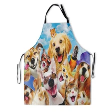 Funny Dog Apron with Pockets Cute Dogs Grooming Aprons for Women Men Waterpro...