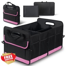Car Trunk Organizer 72L Large Waterproof Cargo Storage, Pink SUV Sedan Truck