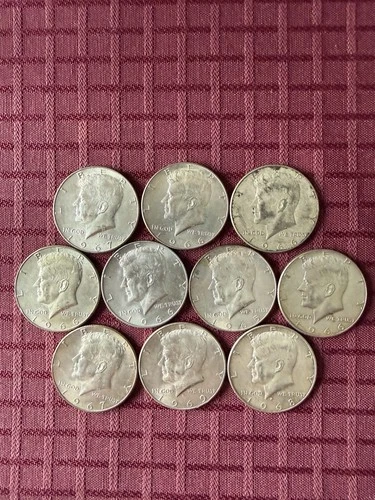 1960s Kennedy Half Dollar 10 Coin Lot In Very Fine Condition