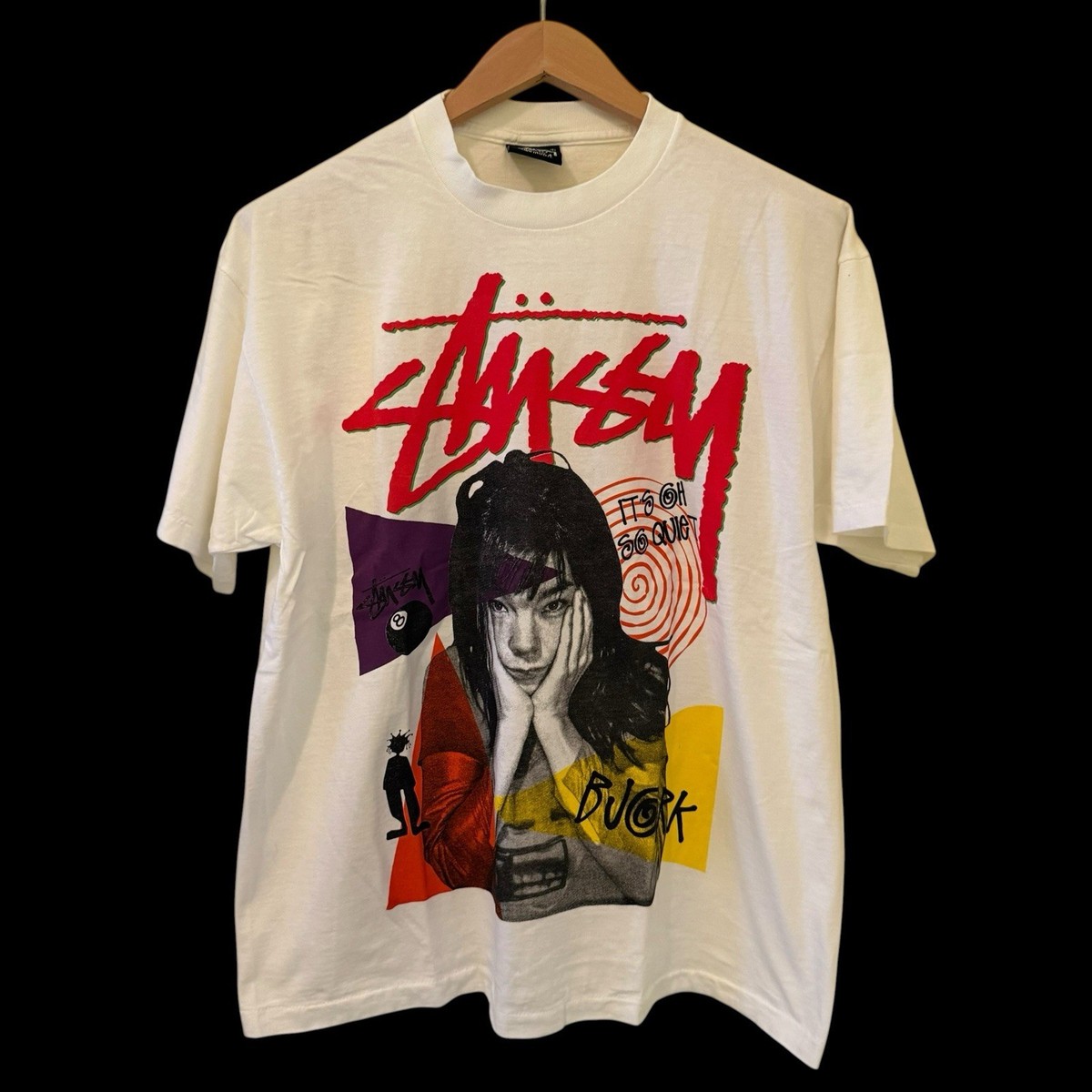 Vintage Bjork 90s Band Y2K Tour Artist Size XL White Short Vintage Bjork 90s Band Y2K Tour Artist Size XL White Short