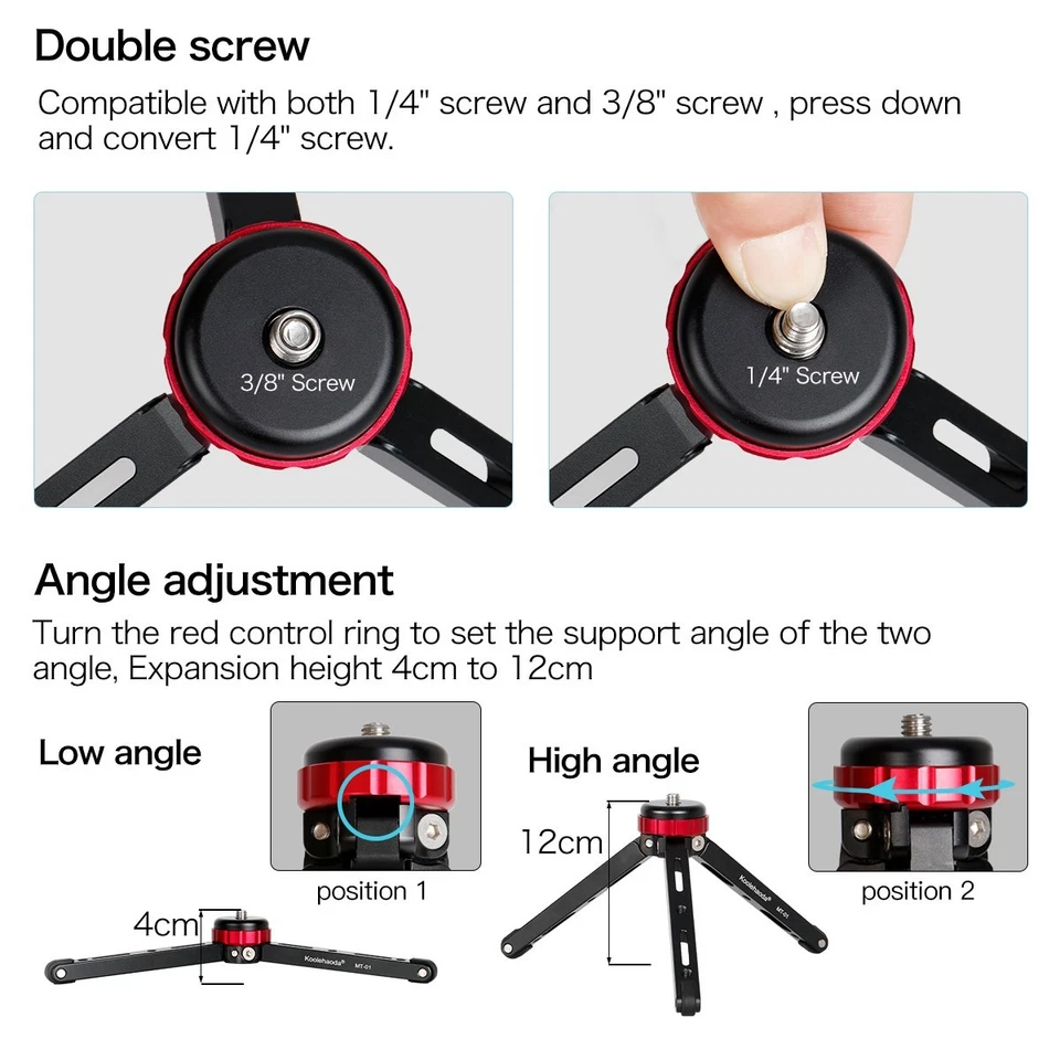 Mini Desktop Tripod with 1/4" & 3/8" Screw Mount Load of 66 Lbs for DSLR Gimbal - Image 4 of 4