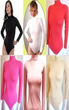 LADIES TOP QUALITY TURTLENECK LONG SLEEVE COTTON LEOTARD / BODYSUITS(2341)