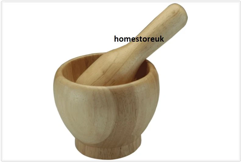 PESTLE & MORTAR SET HAVEA SOLID WOOD SPICE HERBS HAND CRUSHER GRINDER BOWL 5928