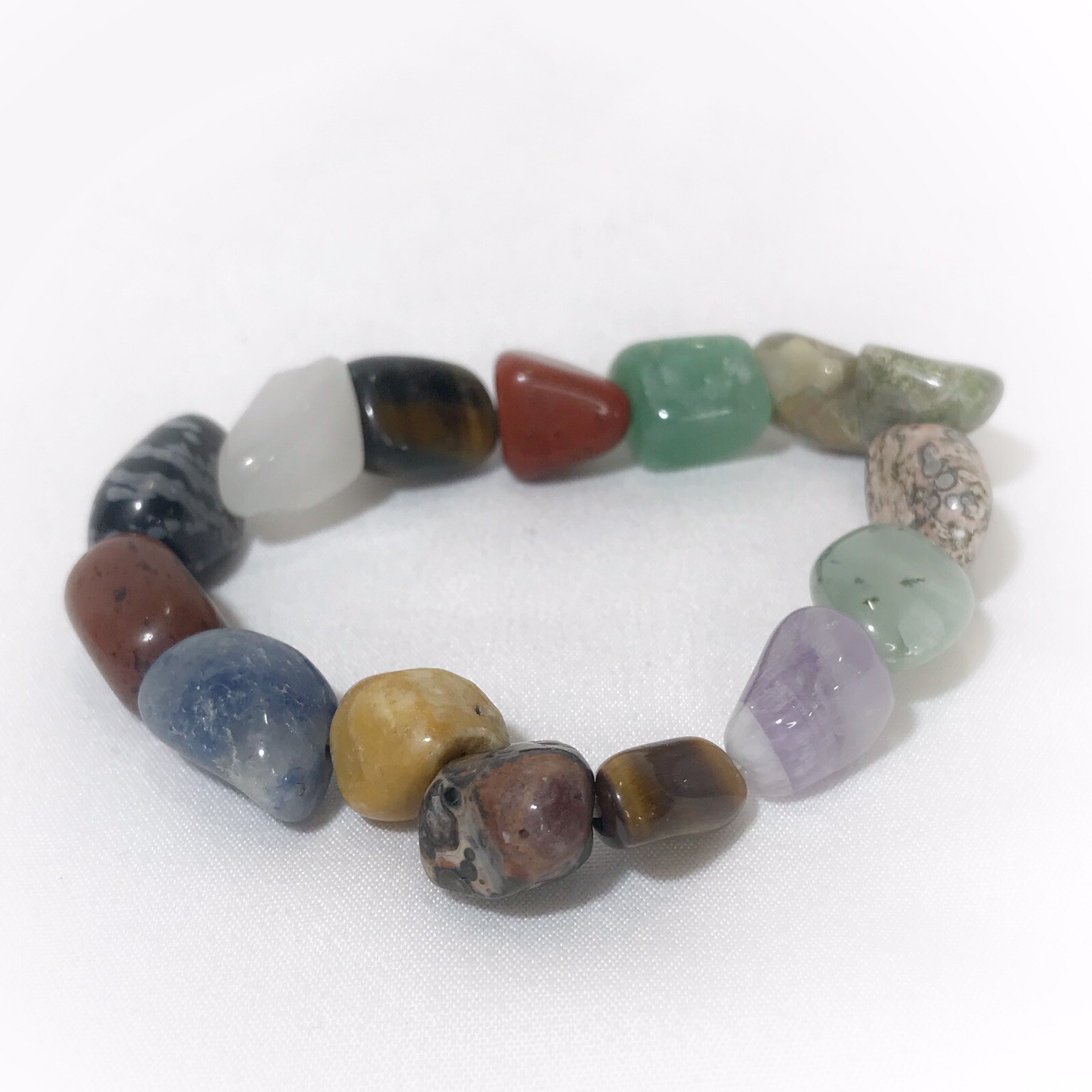 Tumbled Multicolor Multi Gemstone Stretch Bracele… - image 3
