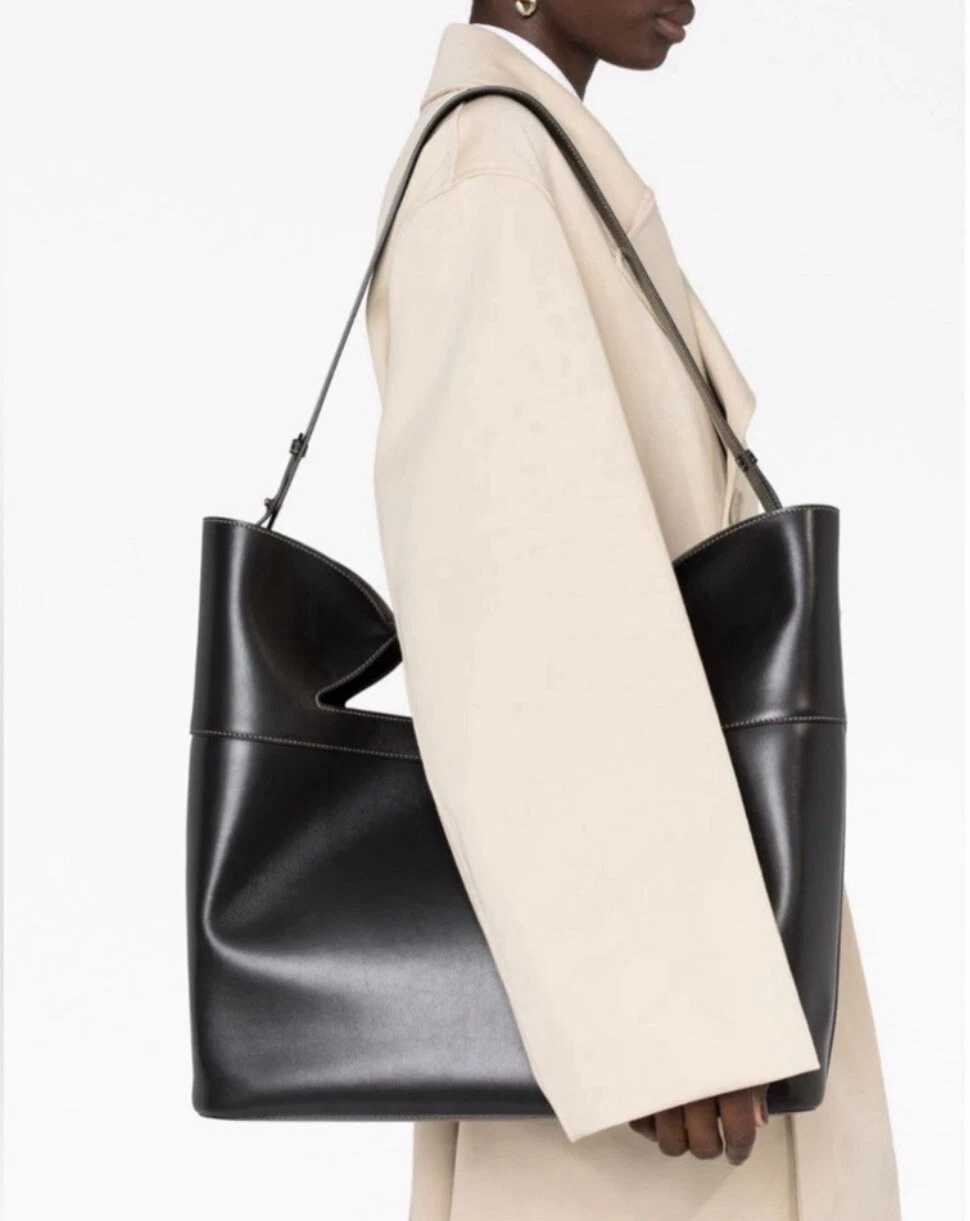Alexander McQueen The Bow borsa a mano grande in pelle nera tote shopper nuova