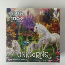 Ceaco Glitter Unicorns The Castle Puzzle 13 X 13 USA 100 Pcs