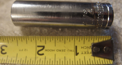 2.5'' ad  Husky 1/2 Inch 6-Point 3/8 '' Deep SAE Socket chrome VTG tool