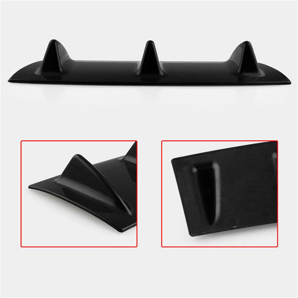 Glossy Black Car Accessories Rear Bumper Lip Chassis Diffuser Spoiler 3 Fin Foto 4 de 4