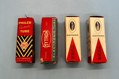 4 Electronic Radio Tubes Unused Original Packages Raytheon Hytron Philco 6A 5Z