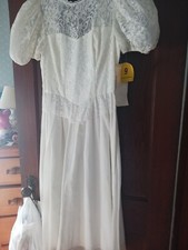 Roberta Of California White Lace VTGE Lace Puff Sleeve Dress Nwt SIZE 9