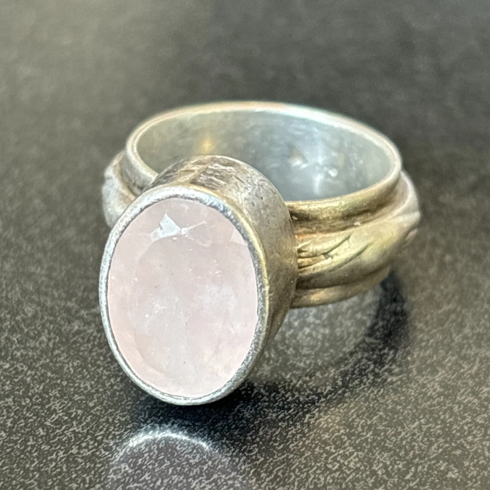 Anillo Silpada Vintage Plata Esterlina Cuarzo Rosa Talla 6.75 Foto 3 de 4