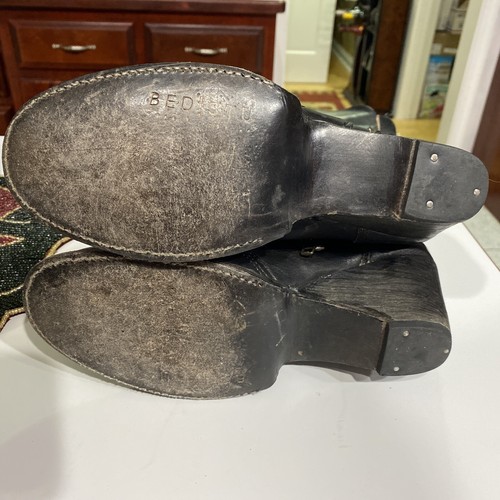 BED STU NOBILITY Sz 8.5 BLACK Distressed Leather SIDE ZIP Wedge TALL Boots ROUND - Picture 7 of 9