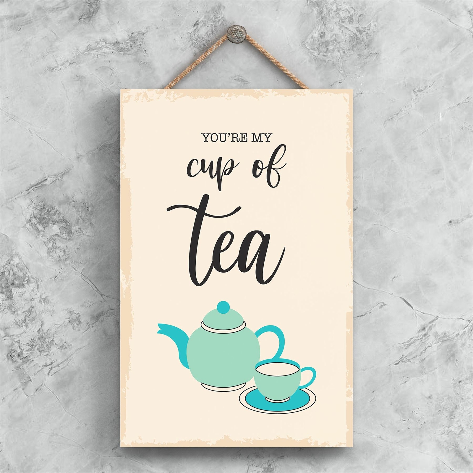 YOU'RE MY CUP OF TEA MINIMALISTIC ILLUSTRATION KITCHEN THEMED ARTWORK PLAQUE